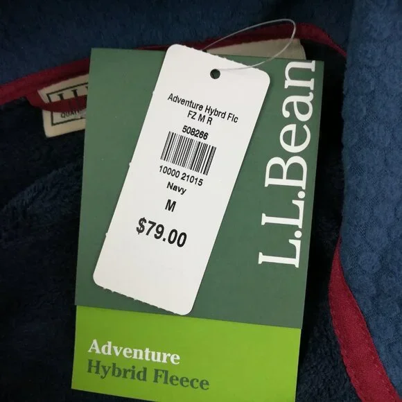 NWT LL Bean Jacket Adventure Hybrid Fleece Full Zip Navy Blue Mens Medium - Picture 4 of 8